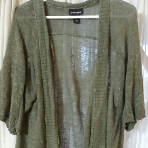 Short sleeve olive colored sweater