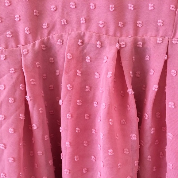 BB Dakota Prilla V Neck Swiss Dot Dress Pink 6 - Picture 2 of 4