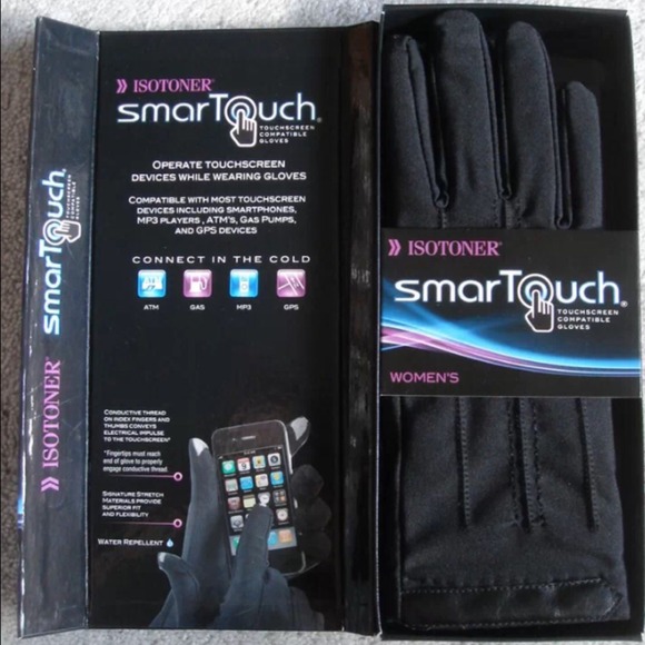 New Women's black ISOTONER Smart touch gloves