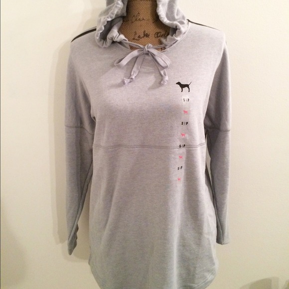 PINK Victoria's Secret Sweaters - ▪️SOLD ▪️Grey Slouchy PINK hoodie Size Small