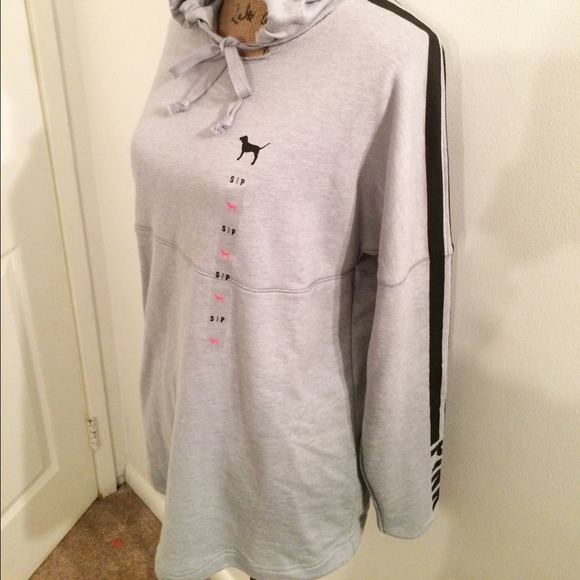 ▪️SOLD ▪️Grey Slouchy PINK hoodie Size Small - Picture 2 of 4