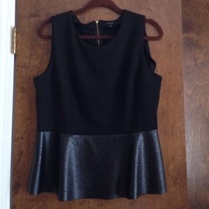Black Peplum with Black leather detail - Size L