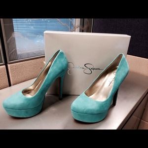 Jessica Simpson mint green suede pumps