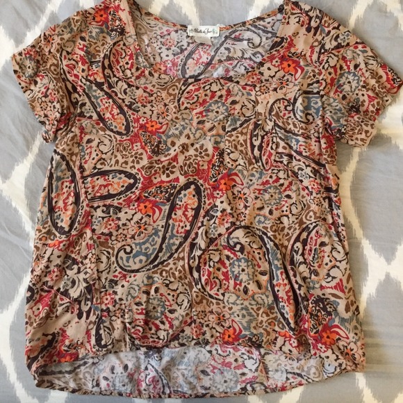 Floral print crop - tan/multi - Picture 2 of 3