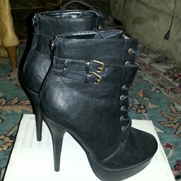 Black mid calf boots