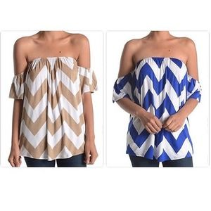 off the shoulder chevron print top