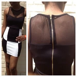 Black and white mini dress