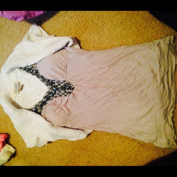 White cardigan with dressy shirt