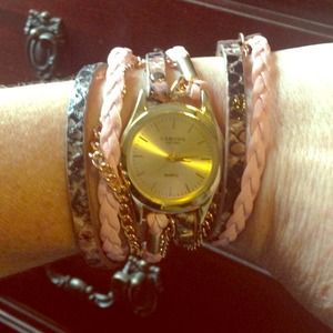 Layered Carude Quartz watch bracelet
