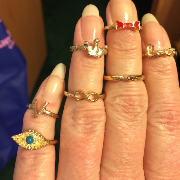 Seven piece knuckle punk rings 24K gold plated - Picture 1 of 1