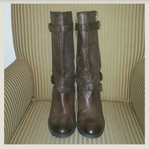 Franco Sarto leather burnished toe boot