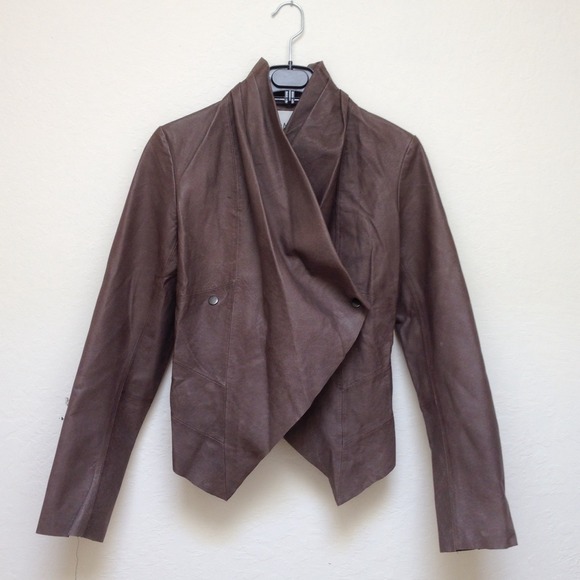 BB DAKOTA Wrap Leather Jacket, Taupe