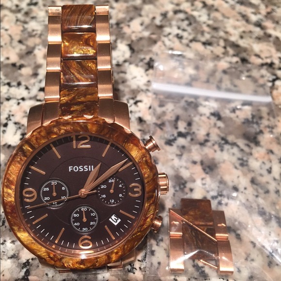 Fossil Rose Gold & Tortous womans watch