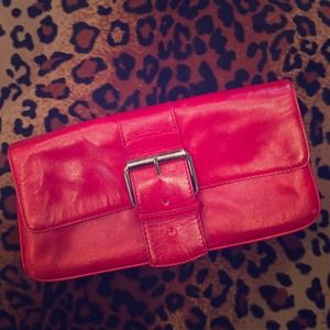 Gianni Bernini red leather clutch/wristlet