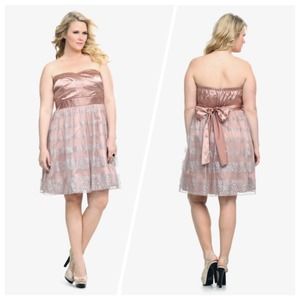 Taupe Satin Leopard Glitter Striped Dress