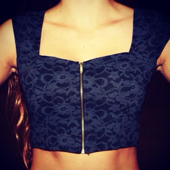 Floral Lace Design Crop Top