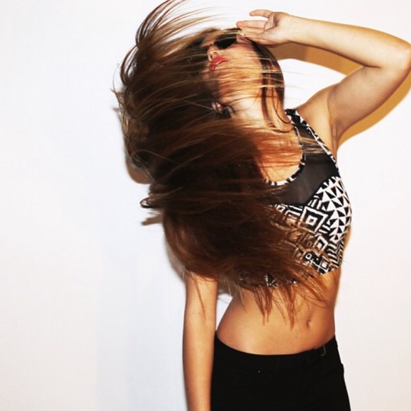 Black and white Aztec Crop Top
