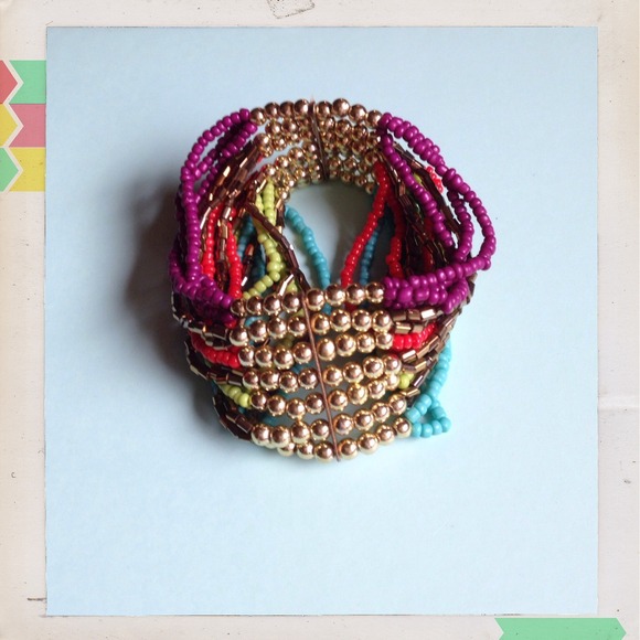 Colorful Multi-Strand Beaded Stretch Bracelet