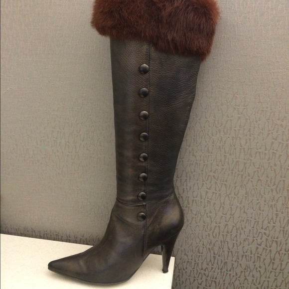 Gabriehi Italian leather boots with real fur