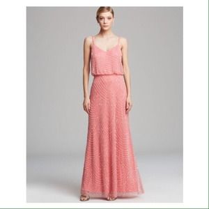 Adrianna Papell Beaded Blouson Gown in Pink