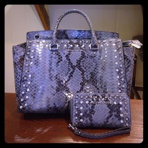 Michael Kors blue/gray snake skin handbag