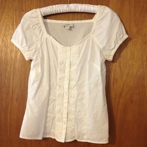 Ann Taylor Loft White Cotton Top