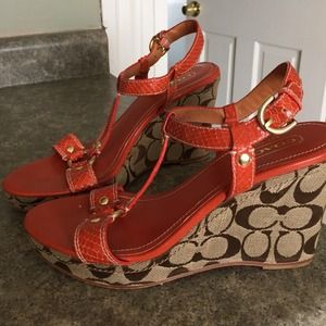 Coach snakeskin wedge