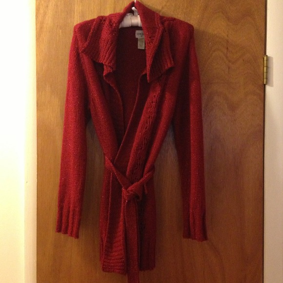 Chico's Red Cardigan, Chico's Size 1 - Picture 1 of 4