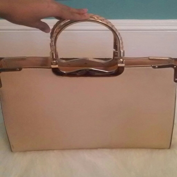Nude and gold purse