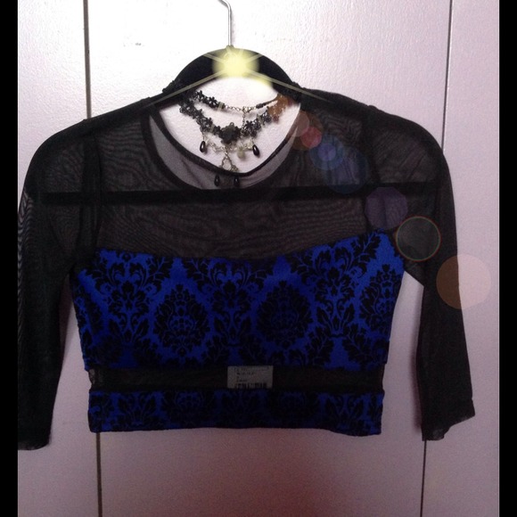 Urban Outfitters royal blue velvet crop top - Picture 3 of 4
