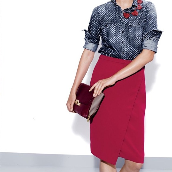 J. Crew Dresses & Skirts - Wrap pencil skirt - red
