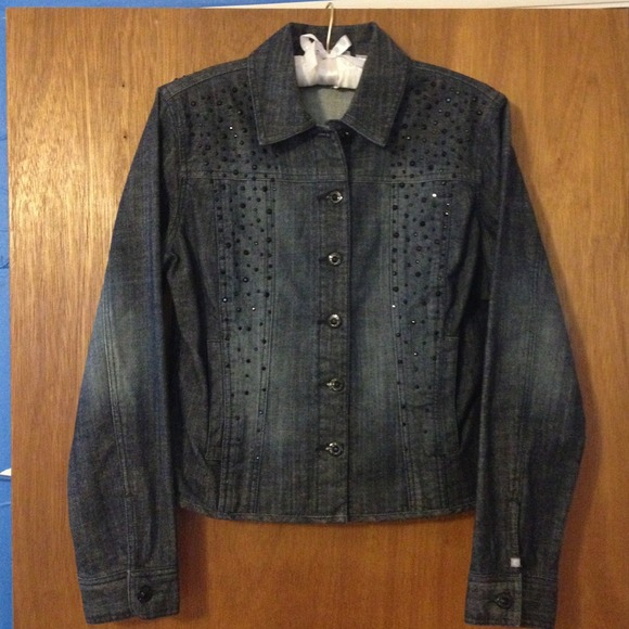 Chico's Denim Rhinestone Jean Jacket, Chico's Sz 0