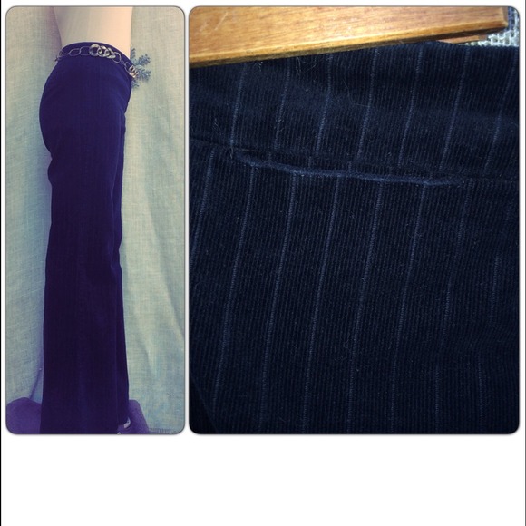 Deep Blue pin-striped, wide-leg cords - Picture 2 of 3