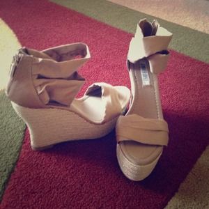 Champagne wedged heels