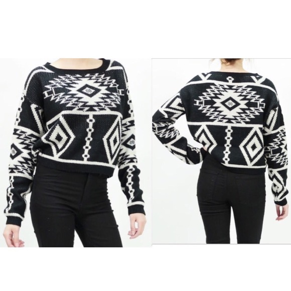 Tribal Aztec crop sweater
