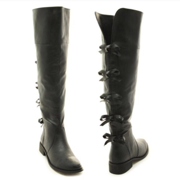 Knee high back bow boots