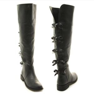 Knee high back bow boots