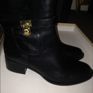 Black Leather Hamilton Michael Kors Riding Boots