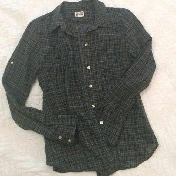 Plaid button up top