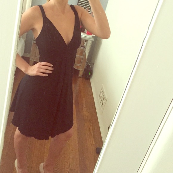 Black cascading bottom cocktail dress