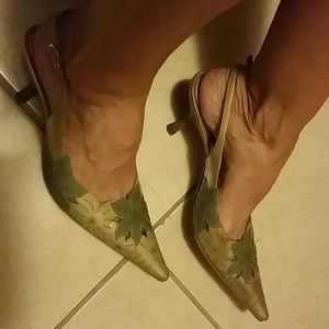 gold and soft green  shoes