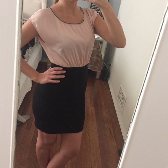 Pink and black pencil dress
