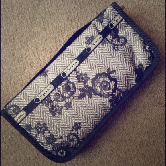 Black Lace Print Travel Wallet