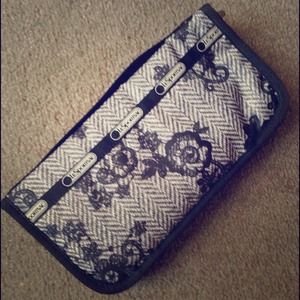 Black Lace Print Travel Wallet