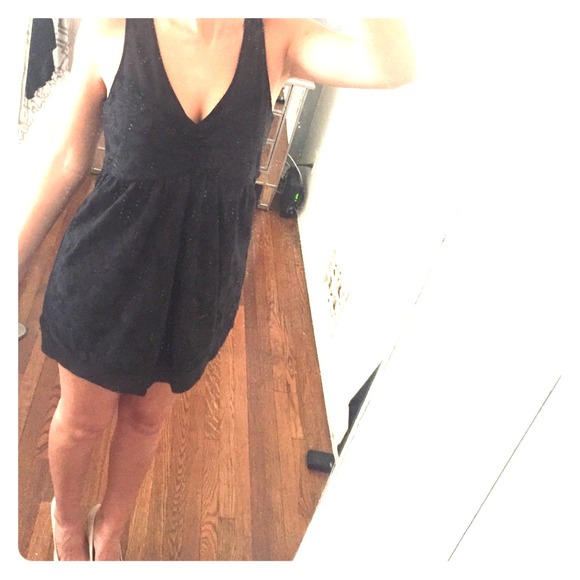 Black lace with mesh baby doll dress