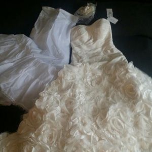 Wedding dress with slip and veil