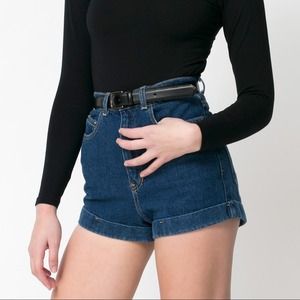 Dark Wash Indigo High-Waist Jean Cuff Short