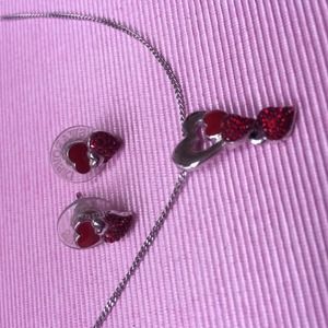 Swarovski heart earrings and necklace