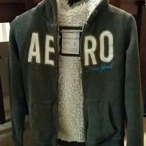 Furry Aeropostale zip-top sweater