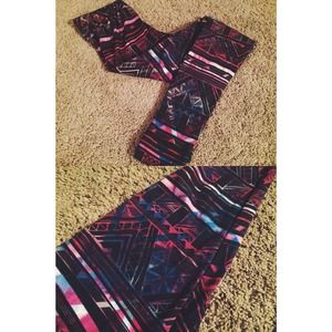 Nollie Pink & Blue Tie-Dye Aztec Print Leggings